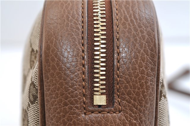 Authentic GUCCI Shoulder Crossbody Bag GG Canvas Leather 449413 Brown Junk 9564E
