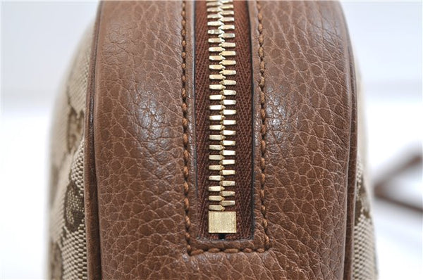 Authentic GUCCI Shoulder Crossbody Bag GG Canvas Leather 449413 Brown Junk 9564E