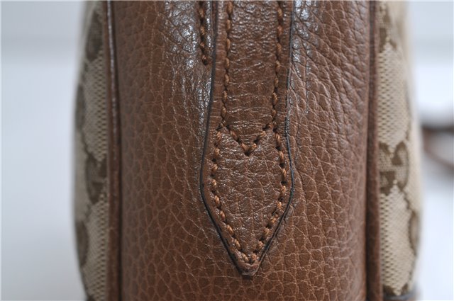 Authentic GUCCI Shoulder Crossbody Bag GG Canvas Leather 449413 Brown Junk 9564E