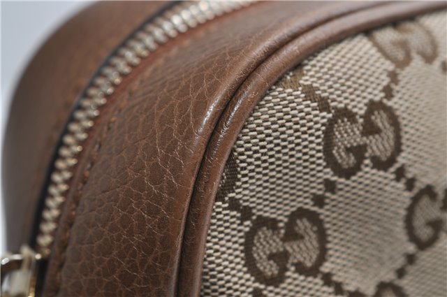 Authentic GUCCI Shoulder Crossbody Bag GG Canvas Leather 449413 Brown Junk 9564E