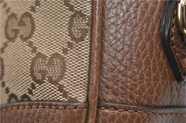 Authentic GUCCI Shoulder Crossbody Bag GG Canvas Leather 449413 Brown Junk 9564E