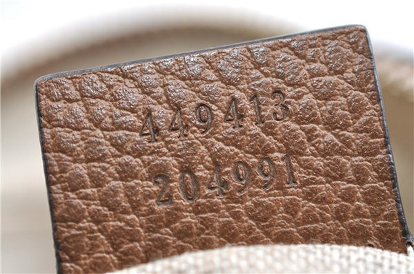 Authentic GUCCI Shoulder Crossbody Bag GG Canvas Leather 449413 Brown Junk 9564E