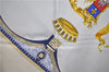 Authentic HERMES Carre 90 Scarf "Bordeaux Porte Oc?ane" Silk Blue 9565D