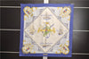 Authentic HERMES Carre 90 Scarf "Bordeaux Porte Oc?ane" Silk Blue 9565D