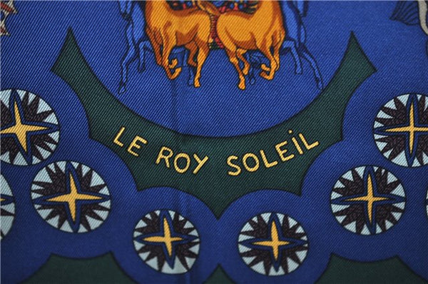 Authentic HERMES Carre 90 Scarf "LE ROY SOLEIL" Silk Green 9566D