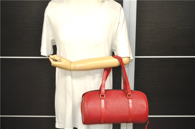 Authentic Louis Vuitton Epi Soufflot Hand Bag Red M52227 LV 9568C