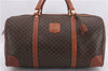 Authentic CELINE Macadam Blason Travel Boston Bag PVC Leather Brown 9568E