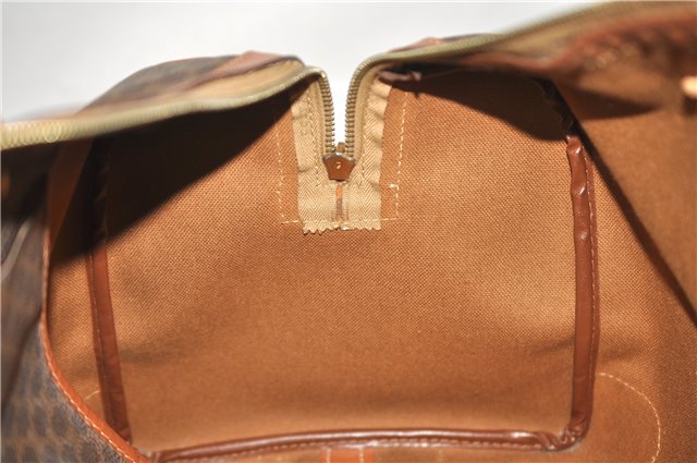 Authentic CELINE Macadam Blason Travel Boston Bag PVC Leather Brown 9568E