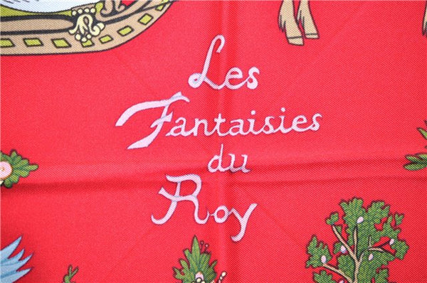 Authentic HERMES Carre 90 Scarf "Les fantaisies du Roy" Silk Blue 9569D