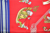 Authentic HERMES Carre 90 Scarf "Les fantaisies du Roy" Silk Blue 9569D