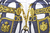 Authentic HERMES Carre 90 Scarf "BRIDES de GALA par" Silk Blue 9571D