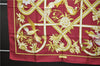 Authentic HERMES Carre 90 Scarf "Caraibes" Silk Bordeaux Red 9576D