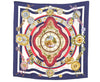 HERMES Carre 90 Scarf "parmi les fleurs je compte les heures" Silk Navy 9577D