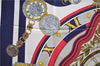 HERMES Carre 90 Scarf "parmi les fleurs je compte les heures" Silk Navy 9577D