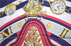 HERMES Carre 90 Scarf "parmi les fleurs je compte les heures" Silk Navy 9577D