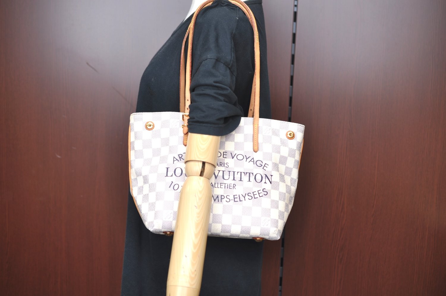 Authentic Louis Vuitton Damier Azur Cabas PM Shoulder Tote Bag N41376 LV 9578E