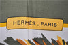 Authentic HERMES Carre 90 Scarf "COLS VERTS" Silk Khaki Green 9580D