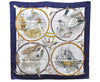 Authentic HERMES Carre 90 Scarf "CHIENS AU RAPPORT" Silk Navy 9582D