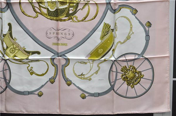 Authentic HERMES Carre 90 Scarf "SPRINGS" Silk Pink 9583D