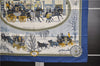 Authentic HERMES Carre 90 Scarf "I'Hiver en Poste" Silk Blue 9587D