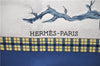 Authentic HERMES Carre 90 Scarf "I'Hiver en Poste" Silk Blue 9587D