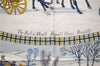 Authentic HERMES Carre 90 Scarf "I'Hiver en Poste" Silk Blue 9587D