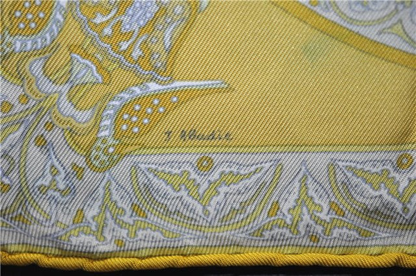 HERMES Petit Carre 40 Scarf Handkerchief "CIELS BYZANTINS" Silk Yellow 9589D