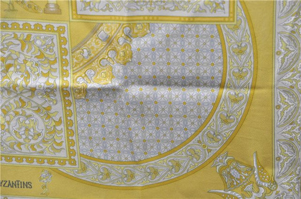 HERMES Petit Carre 40 Scarf Handkerchief "CIELS BYZANTINS" Silk Yellow 9589D