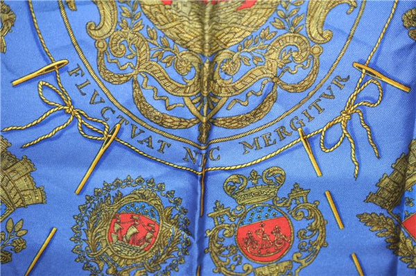 HERMES Petit Carre 40 Scarf Handkerchief "LES ARMES DE PARIS" Silk Yellow 9591D