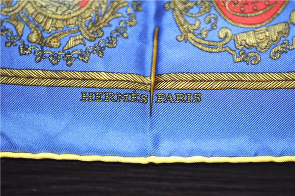 HERMES Petit Carre 40 Scarf Handkerchief "LES ARMES DE PARIS" Silk Yellow 9591D