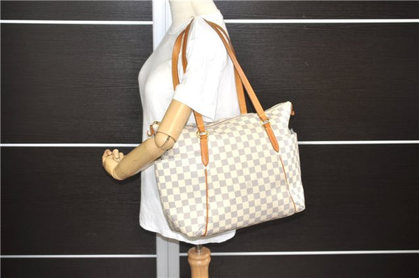 Authentic Louis Vuitton Damier Azur Totally MM Tote Bag N51262 LV 9592E
