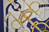 Authentic HERMES Carre 90 Scarf "Eperon d'or" Silk Blue 9593D