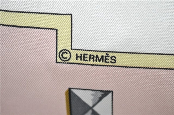 Authentic HERMES Carre 90 Scarf Key Tassel Motif Silk Pink 9594D