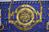 Authentic HERMES Carre 90 Scarf "ETRIERS" Silk Blue 9595D