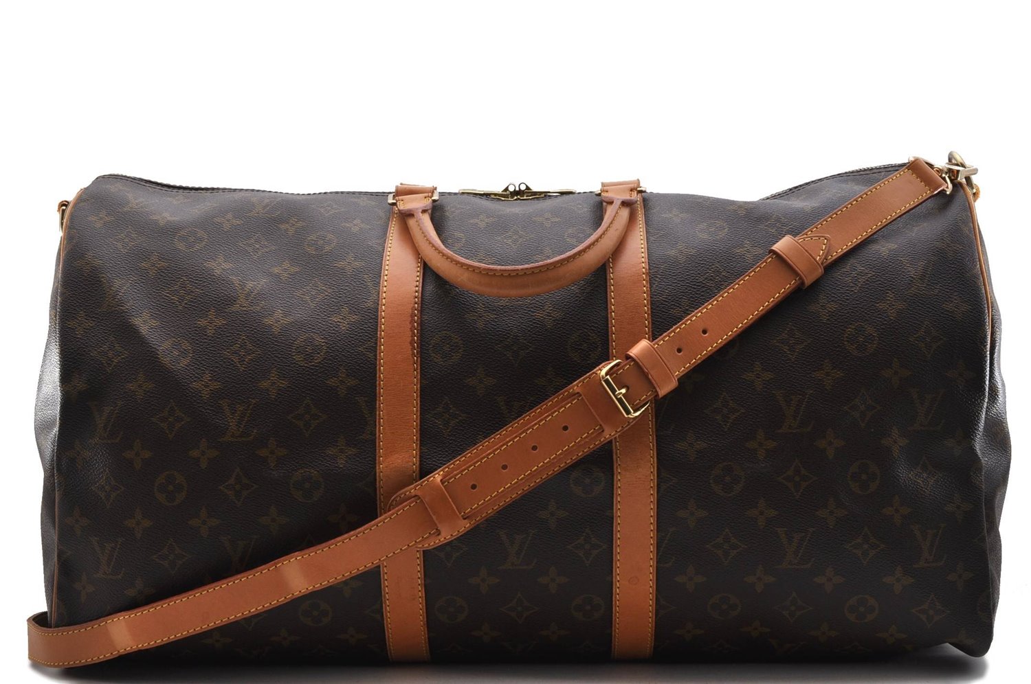 Auth Louis Vuitton Monogram Keepall Bandouliere 55 Boston Bag M41414 LV 9596C