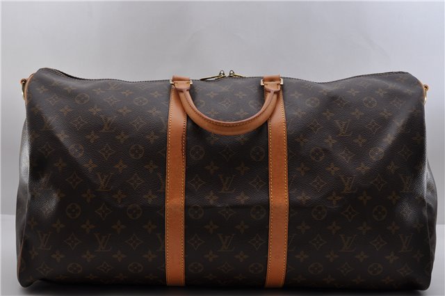 Auth Louis Vuitton Monogram Keepall Bandouliere 55 Boston Bag M41414 LV 9596C