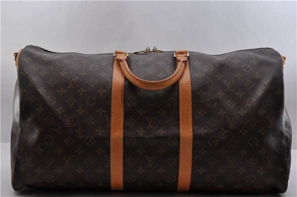 Auth Louis Vuitton Monogram Keepall Bandouliere 55 Boston Bag M41414 LV 9596C