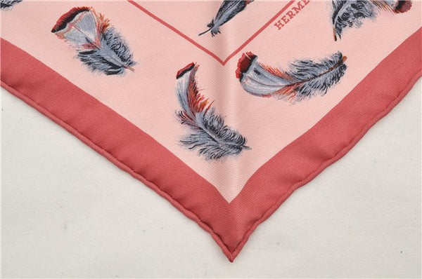 Authentic HERMES Carre POINTU Triangle Scarf "PLUMES" Silk Pink Box 9596E