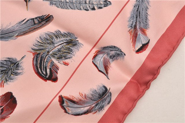 Authentic HERMES Carre POINTU Triangle Scarf "PLUMES" Silk Pink Box 9596E