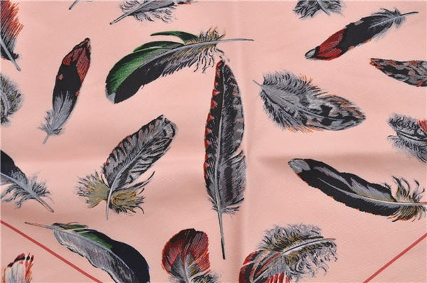 Authentic HERMES Carre POINTU Triangle Scarf "PLUMES" Silk Pink Box 9596E