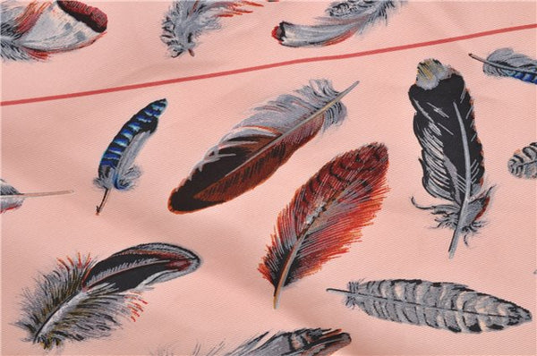 Authentic HERMES Carre POINTU Triangle Scarf "PLUMES" Silk Pink Box 9596E