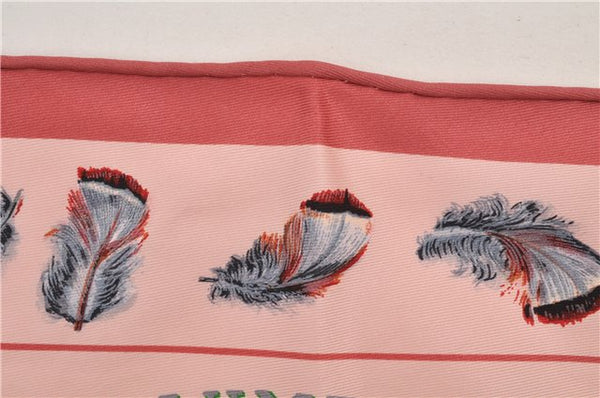 Authentic HERMES Carre POINTU Triangle Scarf "PLUMES" Silk Pink Box 9596E
