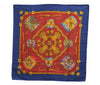 Authentic HERMES Carre 90 Scarf "LES TAMBOURS" Silk Blue 9597D