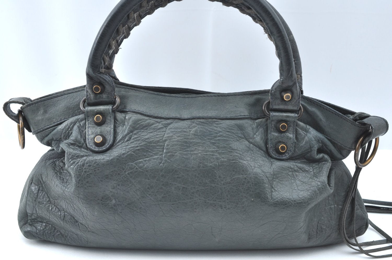 Authentic BALENCIAGA Classic The First 2Way Hand Bag Leather 103208 Green 9597G