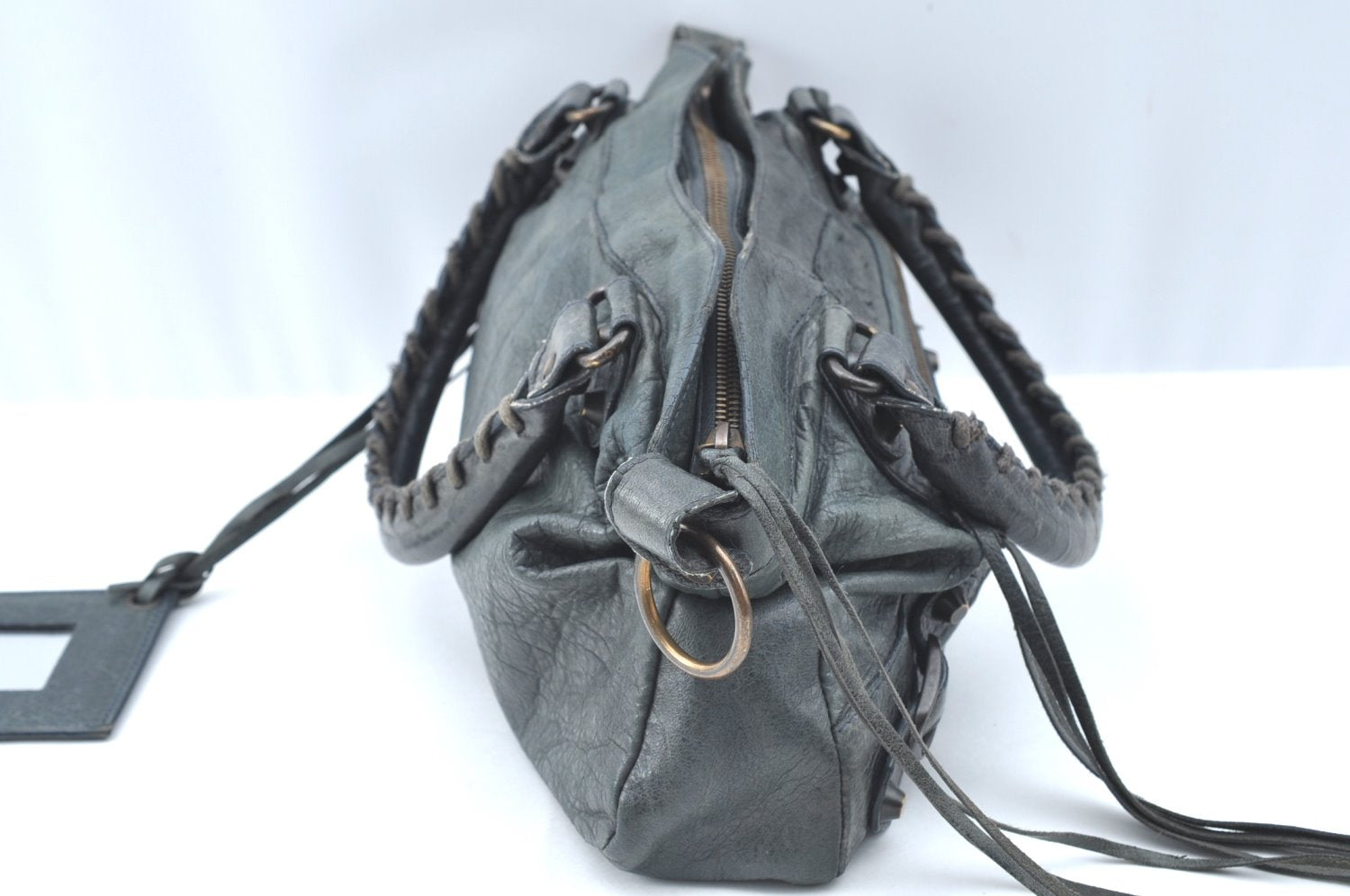Authentic BALENCIAGA Classic The First 2Way Hand Bag Leather 103208 Green 9597G