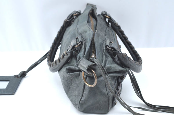 Authentic BALENCIAGA Classic The First 2Way Hand Bag Leather 103208 Green 9597G