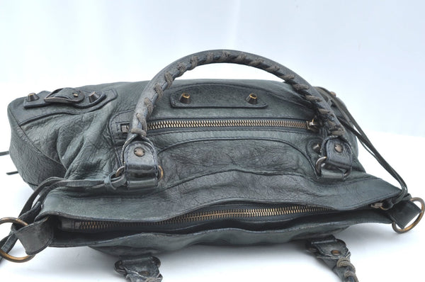Authentic BALENCIAGA Classic The First 2Way Hand Bag Leather 103208 Green 9597G