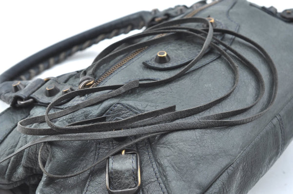 Authentic BALENCIAGA Classic The First 2Way Hand Bag Leather 103208 Green 9597G