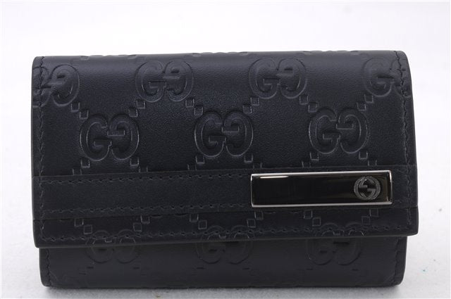 Authentic GUCCI Guccissima 6 Key Case Holder GG Leather 406662 Navy Box 9598E