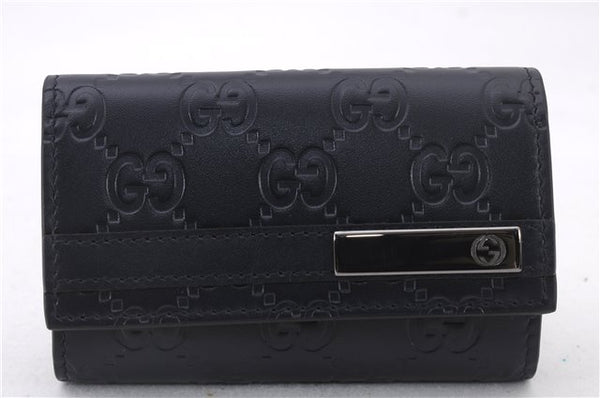 Authentic GUCCI Guccissima 6 Key Case Holder GG Leather 406662 Navy Box 9598E